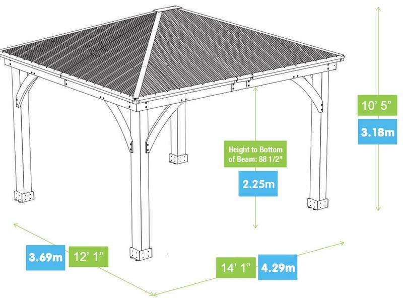 Yardistry Meridian Gazebo 12ft x 14ft (3.7m x 4.3m) with Privacy Wall & Bar Counter 4