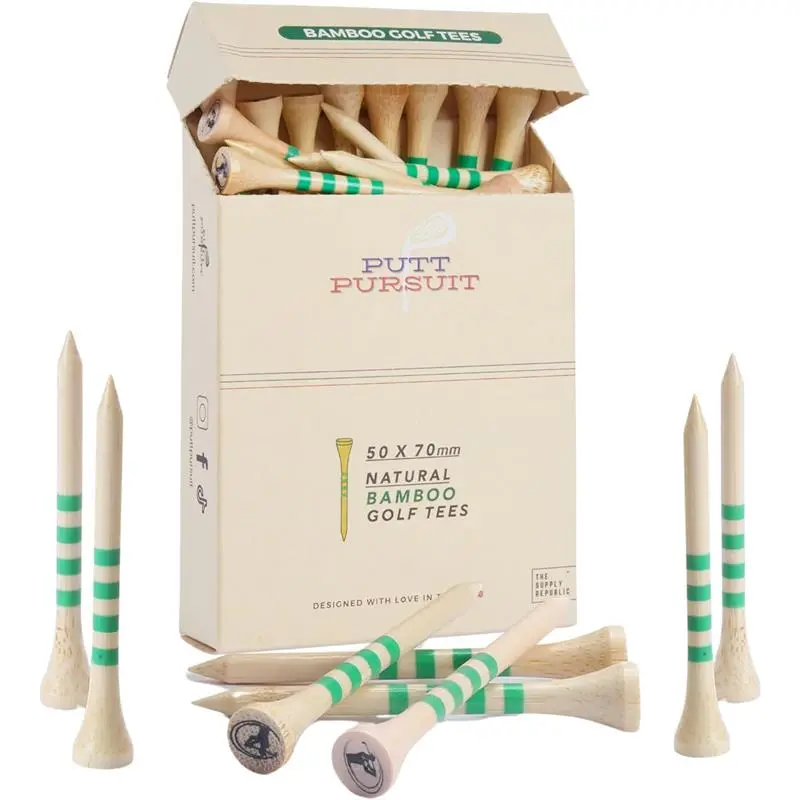 Bamboo Golf Tees - Natural, Black & White Tees, 25 & 50 Pack, Reduces Friction & Side Spin, Vibrant Height Markers 0