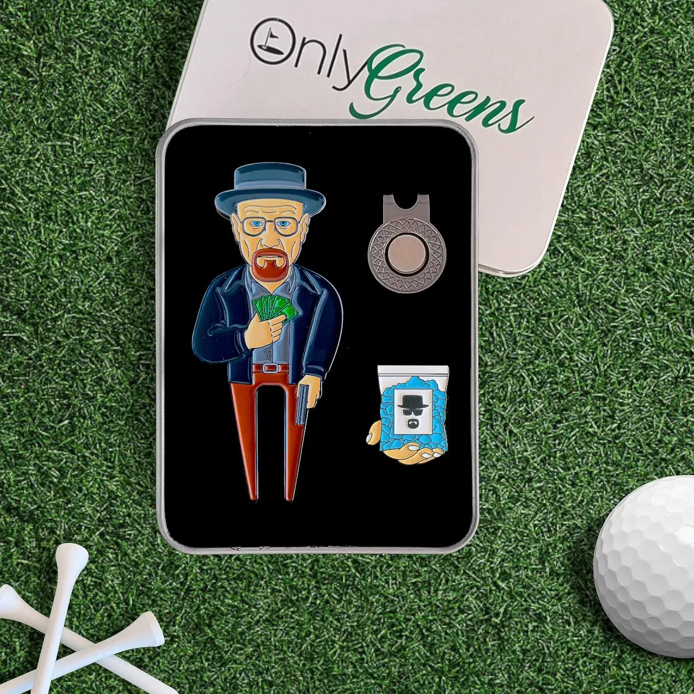 Only Greens Golf - Divot/Pitch Repair Tool and Ball Marker Set - Breaking Par
