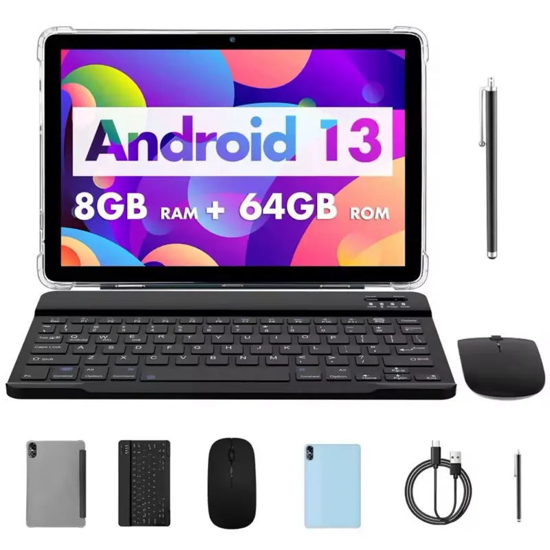 PRITOM TOUCH 10 Plus 10 Inch Android 13 Tablet, 8(4+4)GB+64GB 1TB Expand, WiFi 6, Dual Box Speakers, BT5.0, Google GMS, 2.0GHz