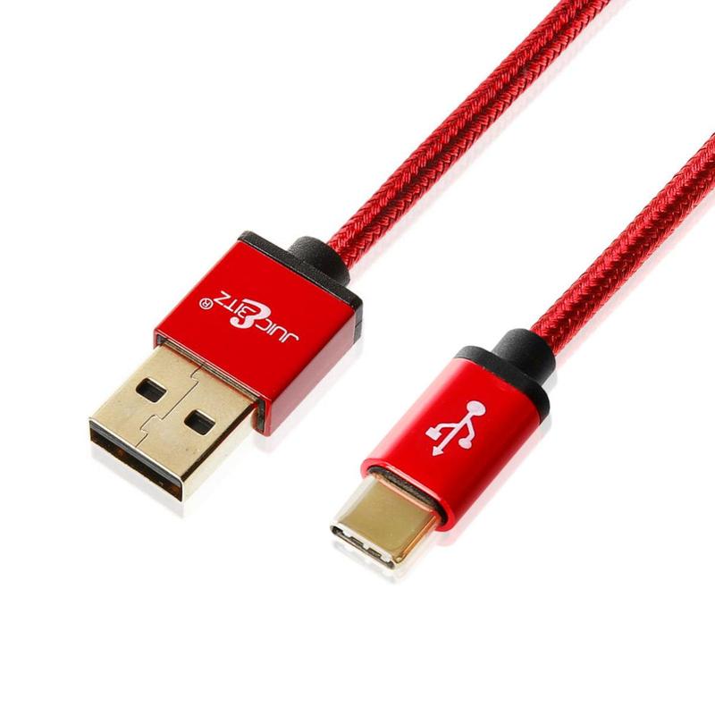 Premium Braided USB 2.0 Male to USB-C 3A Fast Charger Data Cable - Red 1