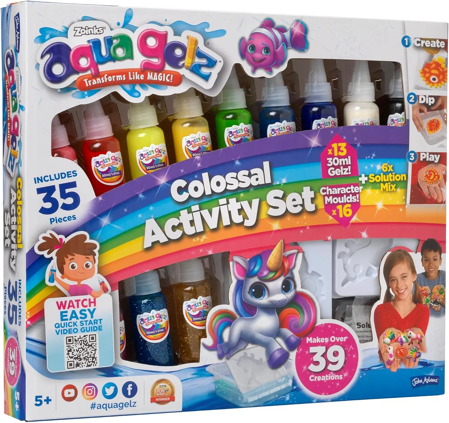 Colours Magic Water Elf Toy Kit - Aqua Fairy Water Gel Kit with Double-Sided Moulds, DIY Aqua Fairy, Creative Educational Crafts & Art Kit for Kids Girls Ages 5 6 7 8
