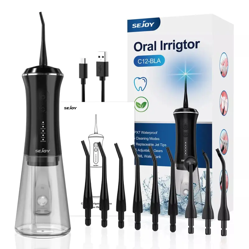 SEJOY C12 Dental Water Flosser Oral Irrigator USB Rechargeable Teeth Cleaner Portable 5 Modes IPX7 Mouth Washing Machine 0