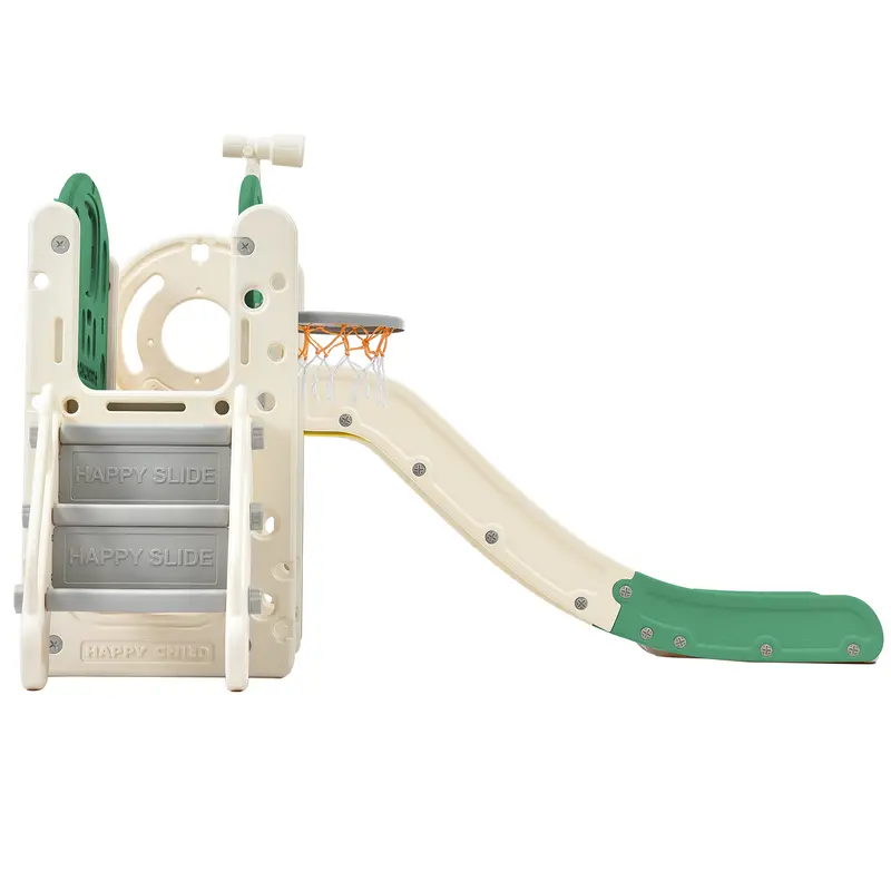 Children's combo slide, Features a long slide, storage box, tunnel. stair ladder, basketball hoop and passage area.Toddler slide. Easy Assembly and Convenient Storage. High-Quality Materials-HDPE. 7