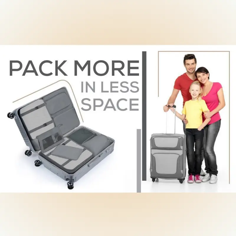 Travel Compression Suitcase Bag with 8 Pcs Luggage Storage Organisers: Packing Cubes 7