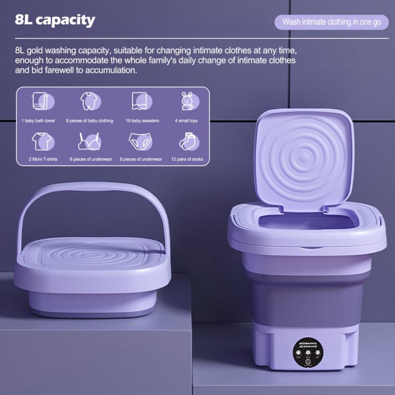 8L Portable Washing Machine Mini Washer Foldable Washer and Spin Dryer Travel UK 7