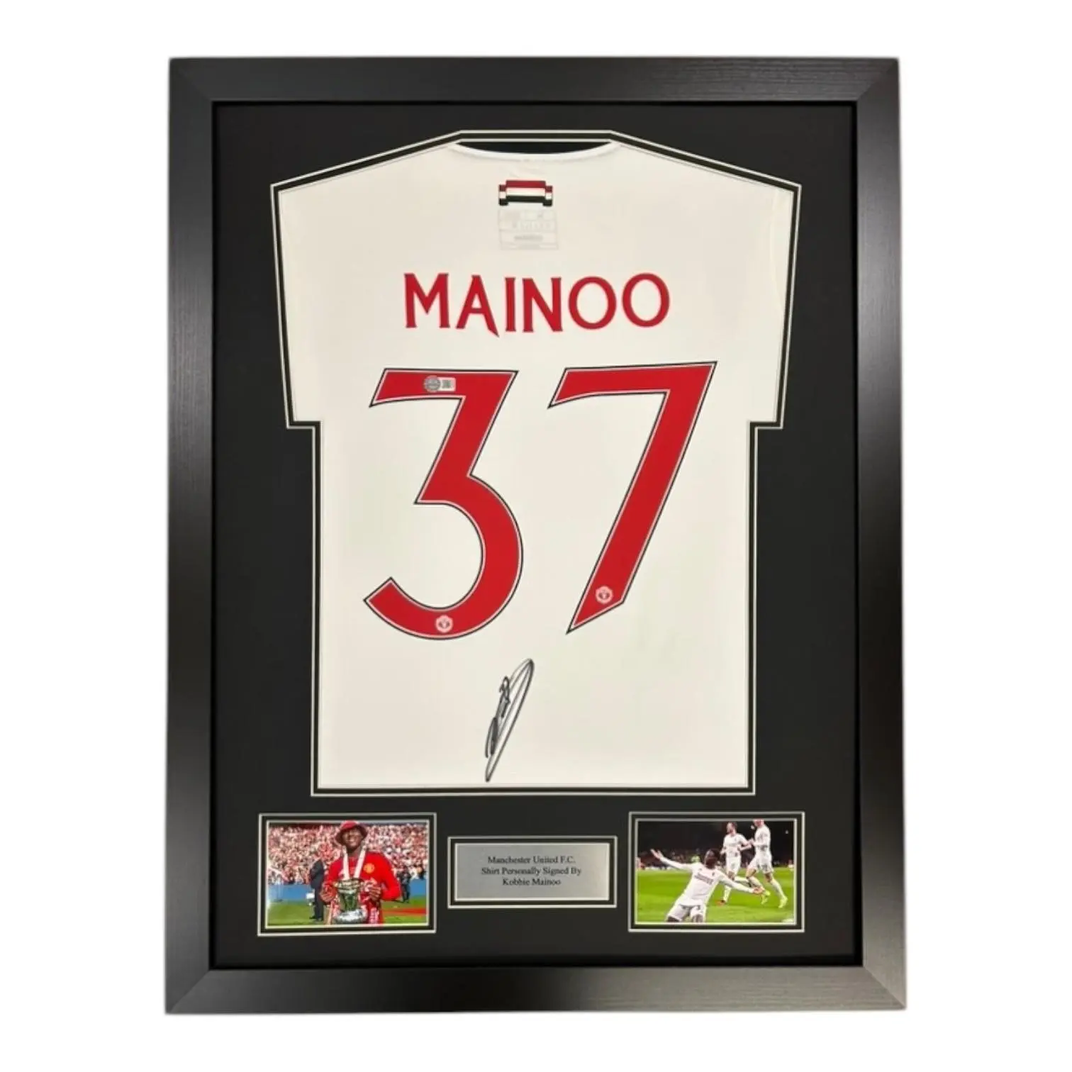 Kobbie Mainoo Signed Shirt Framed with COA, Exact Video Proof & AFTAL Authenticated – Manchester United 24/25 Away