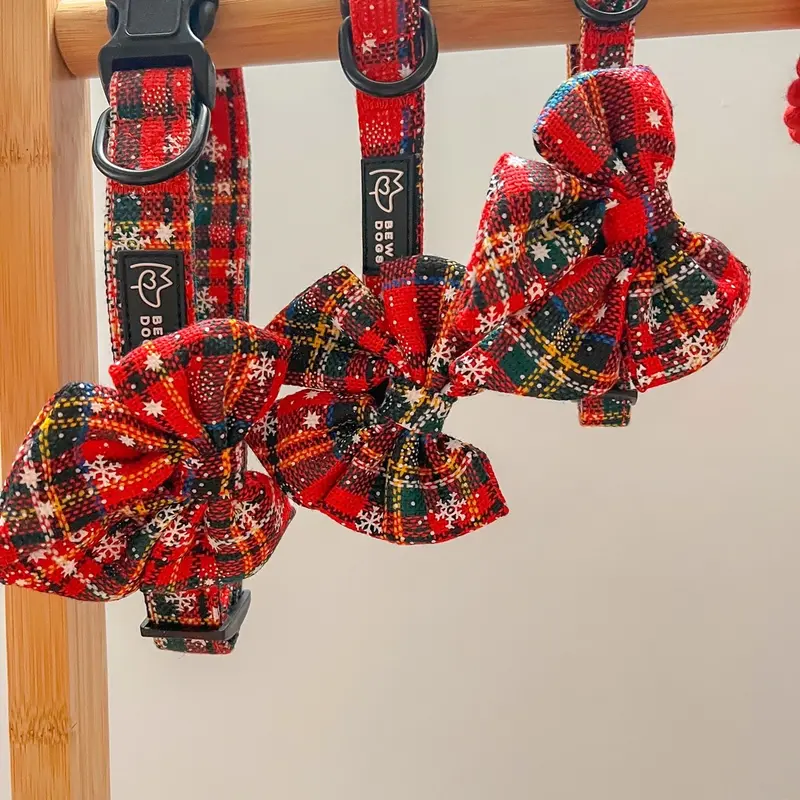 Bew Dogs Tartan Collar and Bow Set for Dogs and Cats - XS to XL Sizes Available 1