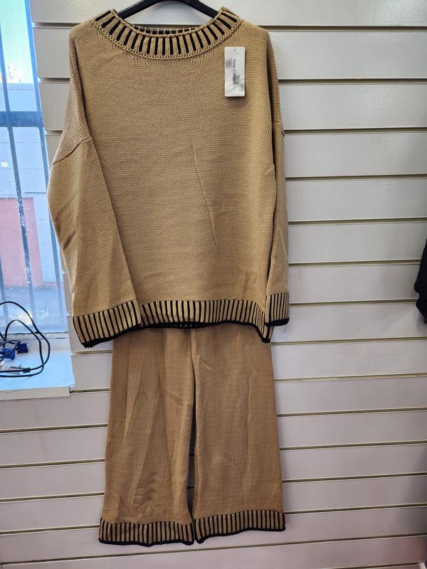 Long Sleeve Suits knitted Relaxed Fit Womenswear Ladies Tracksuit Overalls Palazzo Comfort Knitwear Trouser Leg 6