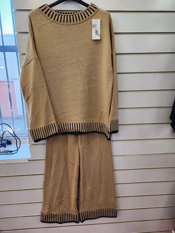 Long Sleeve Suits knitted Relaxed Fit Womenswear Ladies Tracksuit Overalls Palazzo Comfort Knitwear Trouser Leg 6
