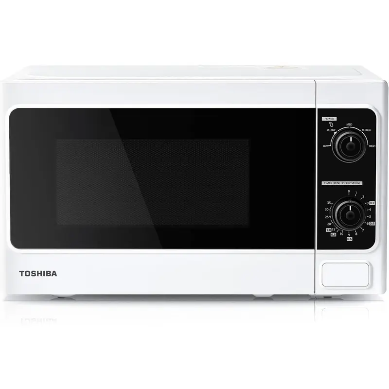 20 Liter 800W Manual Control Solo Small Microwave, Compact with 5 Power Levels, Automatic Defrost Function, Perfect for 9'' pizza, Clock and Timer, Easy Clean, White- MM-MM20P(WH) 0