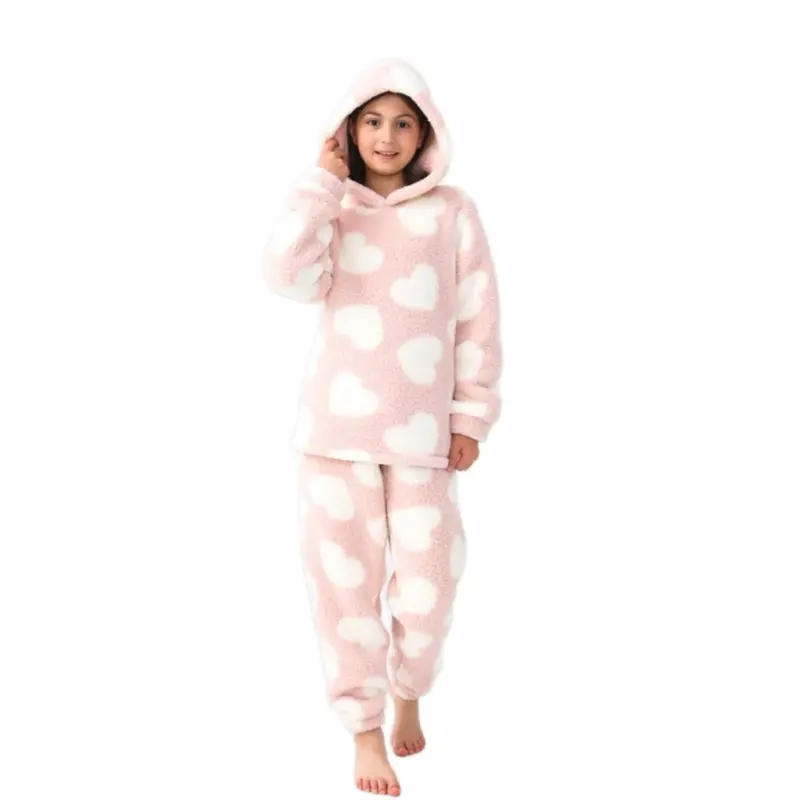 Older Kids Snuggle Lounge Set - Pink Hearts - Lilac Stars, Perfect for Cozy Nights character pjs 1