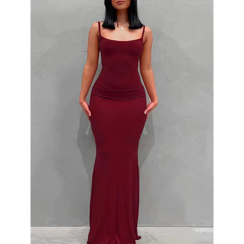 Women's Mermaid Hem Cami Dress - Flattering Fit, Elegant Style, Sleeveless Spaghetti Strap Dress 3