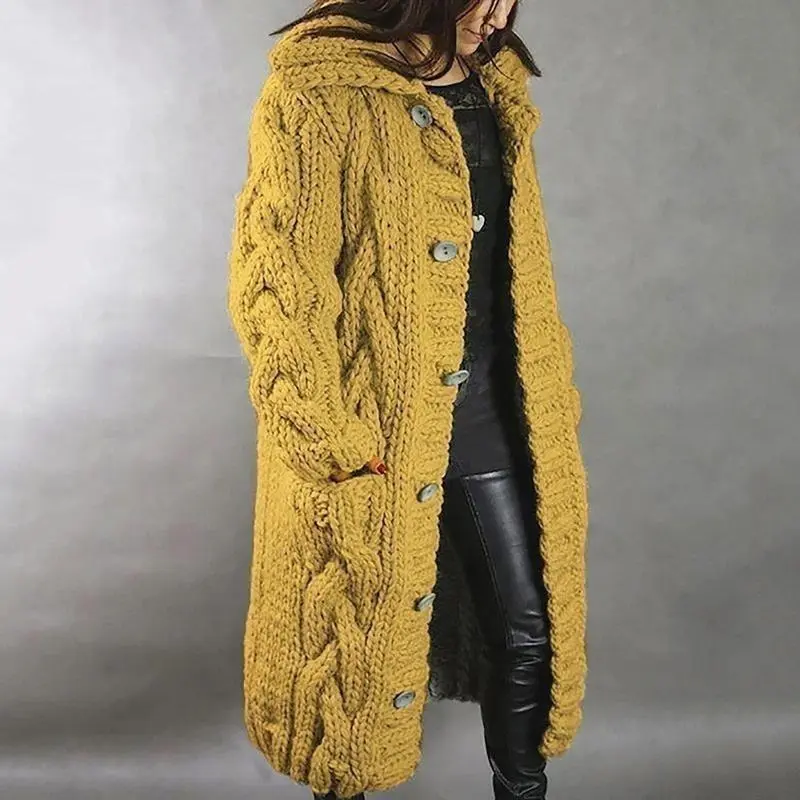Ladies New Cardigan Oversized Sweater Coat Fashion Sweater Long Button Autumn Spring Solid Color For Women Knitwear 2025