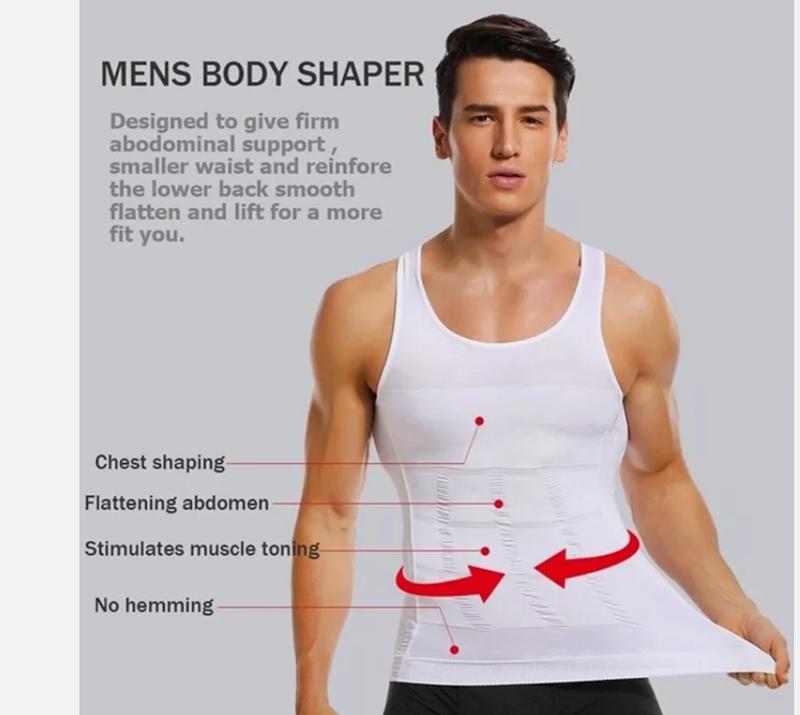 S M L XL XXL White and Black Men Solid Compression Shapewear Tank Top Stretch Tummy Control Shaper Vest Casual Plain Menswear Underwear Bestie Operator Techwear Biker Beige Wetsuit Tropical 4