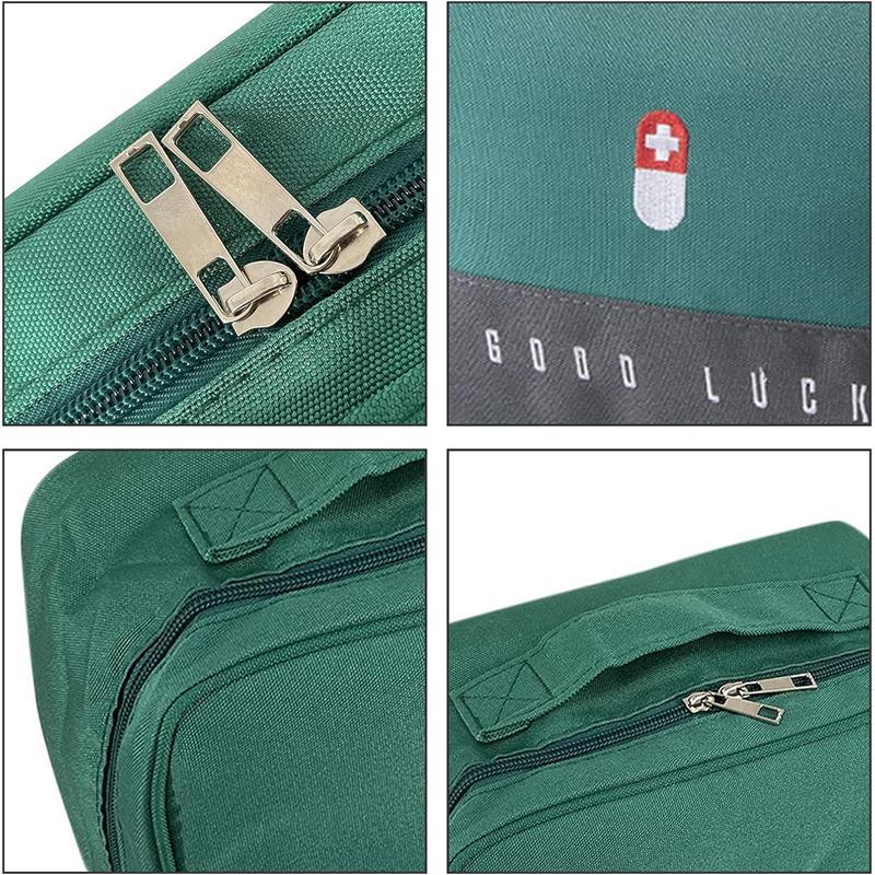 First Aid Bag Compact, First Aid Kit Bag Multifunctional Layered Waterproof Medical Supplies Organizer Travel Medicine Bag for Emergency Home Office Car Outdoors Boat Camping Hiking (Green) 7