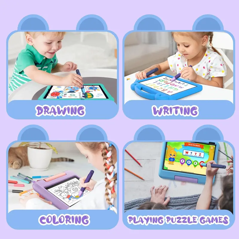 Stylus Pens for Touch Screens with Tethers - Mixoo Anti-Rolling Tablet Stylus 2 Pack for Kids, Compatible with iPad, iPhone, Tablets, Kindle and All Touch Screen Devices (Blue+Purple) 6
