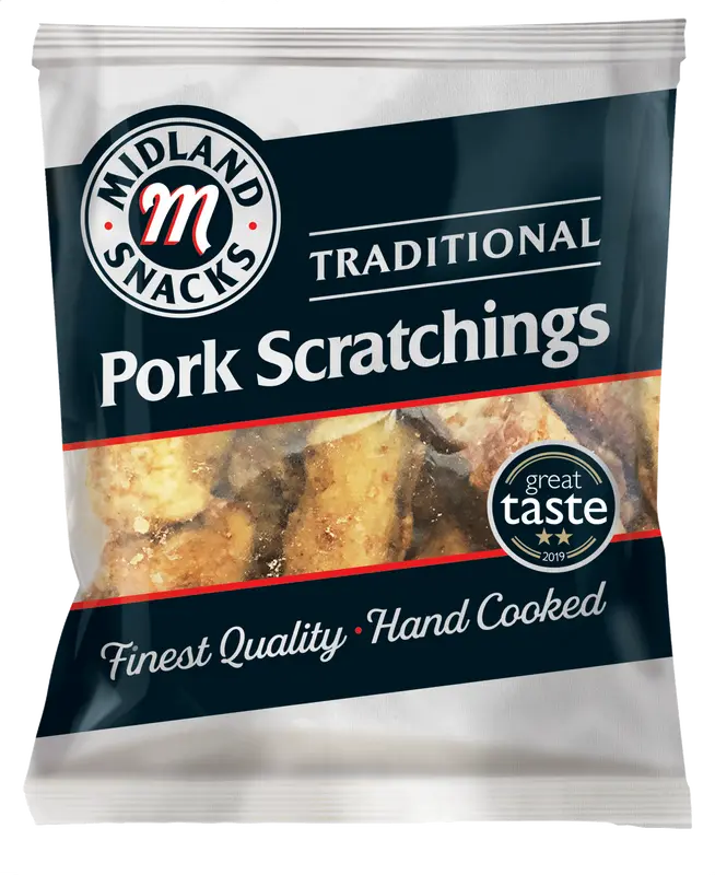 Midland Handcooked Snacks Scratchings Pub Card 12 x 40g Pack Salt Protein 0