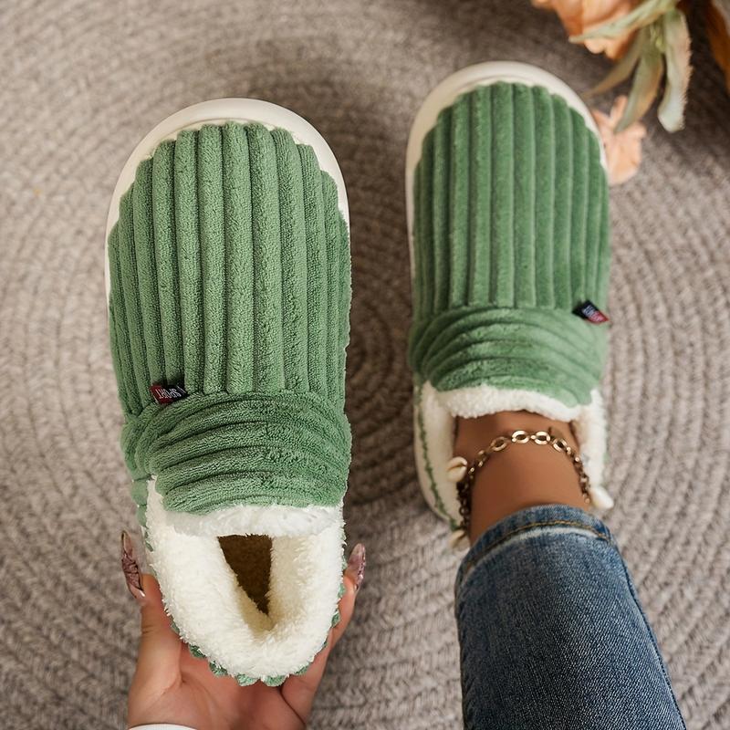 Thermal Solid Color Winter Slippers, Super Soft Slip On Flatform House Shoes, Cozy & Warm Plush Floor Slippers 6