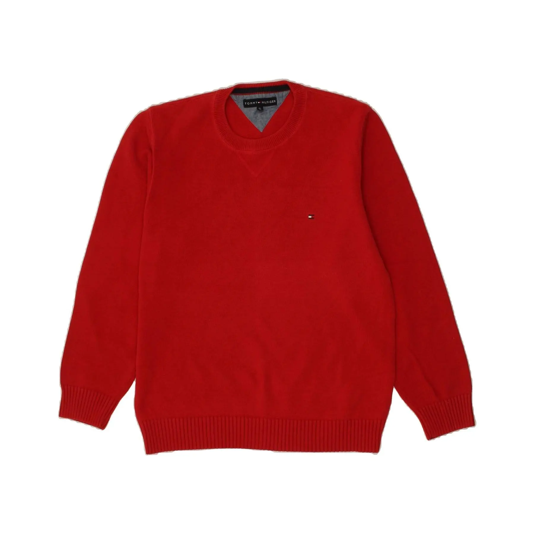 Pre-Owned Vintage TOMMY HILFIGER Womens V-Neck Jumper Sweater UK 18 XL Red Cotton