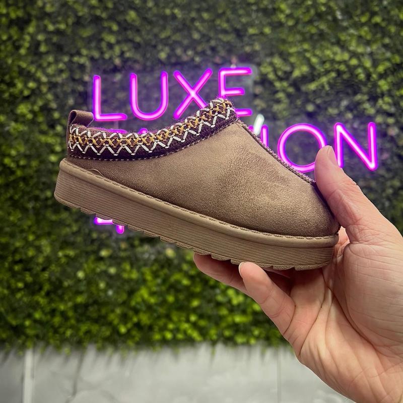 LUXEFASHION4LESS VIRAL CHILDREN’S COMFY FUR LINED CHUNKY PLATFORM SLIPPERS MULES SHOES 1