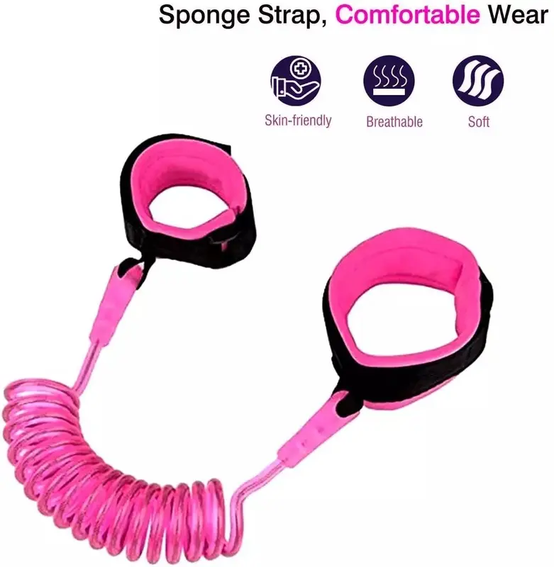 Anti Lost Wrist Link Belt for Toddlers Safety Leash Boys & Girls – Soft Comfortable Breathable Wrist Reins 1.5m for Travel & Walk –Wrist Reins for Toddlers, 360 Degree Rotating 5