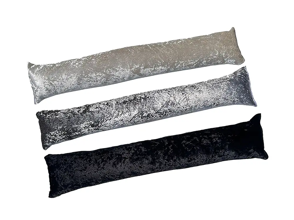 Window and Door Draught Excluder Crushed Velour Black, Silver, Champagne - Decorative Draft Stopper