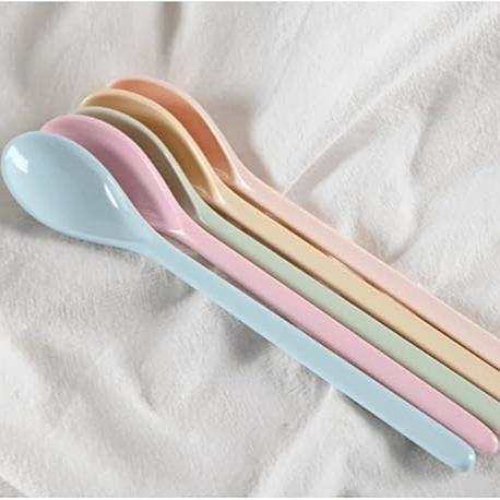 5 Pcs Long Handle Melamine Spoons Colorful Coffee Spoons Cocktail Stirring Spoons Yogurt Mixing Teaspoon for Ice Cream Milk , #Cutlery #Tableware 6