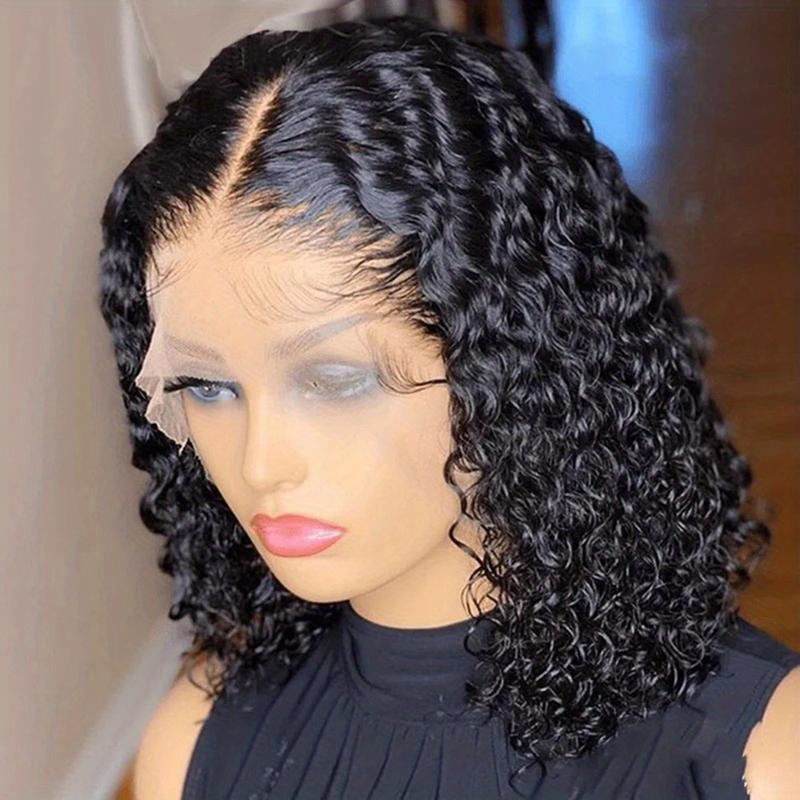 150% Density 13x4 Lace Front Human Hair Wig Short Curly Bob Lace Front Human Hair Wigs PrePluck With Baby Hair Water Wave Frontal Wigs For Women Deep Wave Lace Wigs 2