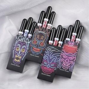 Devil's Dream Shiny Waterproof Glitter Liquid Lipstick Set - Long-Lasting Lip Tint and Gloss - Color, Makeup