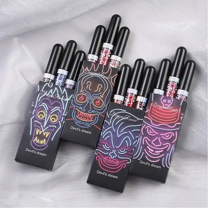 Devil's Dream Shiny Waterproof Glitter Liquid Lipstick Set - Long-Lasting Lip Tint and Gloss - Color, Makeup 0