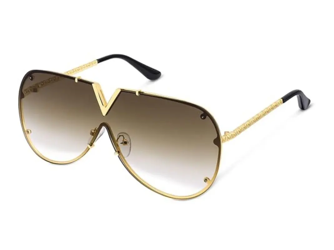 V-Shaped Oversized Sunglasses for Men Women, UV 400 Eye Wear for Driving and Outdoor Activities