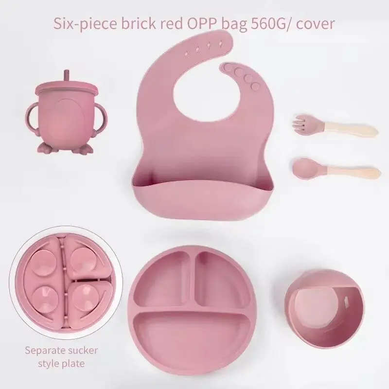 6Pcs baby silicone weaning feeding set Baby Toddler Boys Girls Newborn Infant