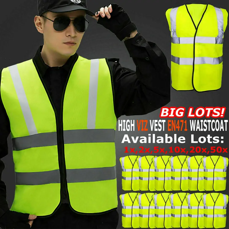 Hi Vis High Viz Visibility Vest Waistcoat Safety Supertouch Reflective W/ Pocket Waterproof Windproof Orange/Yellow Colors Polyester 5