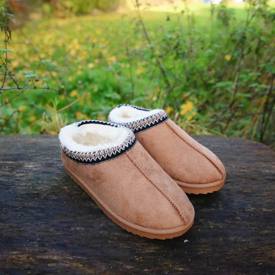 Harper Microfiber Low-Cut Chestnut Slippers for Women