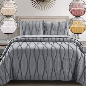 3 Piece Quilted Bedspread Embossed Bedding Set Single Double King Size Bed Throw