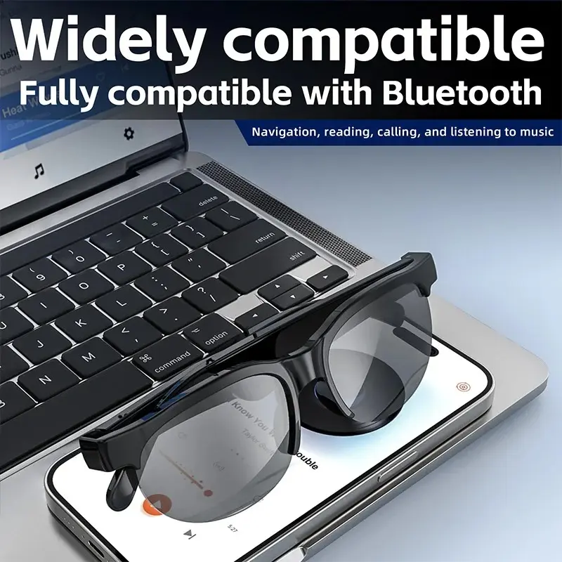Original Bluetooth Glasses Sports Driving Wireless Headset Ear Hook Earbuds - Audio, Electronic - Device, Button Wearable Usb Phone Navigation Headphone Bone Charging Detachable Durable Virtual Stream 1