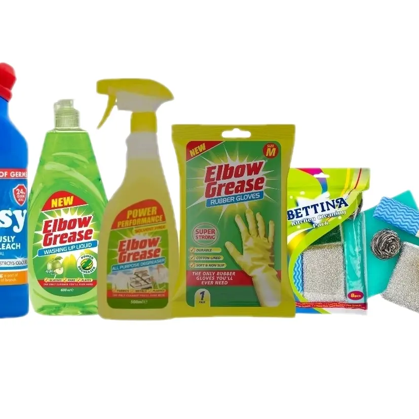 Kitchen & Household Elbow Grease Essentials 5 Pack Cleaning Bundle for Efficient Home Cleaning Spray Gloves multi cleaner powder bomb power clean