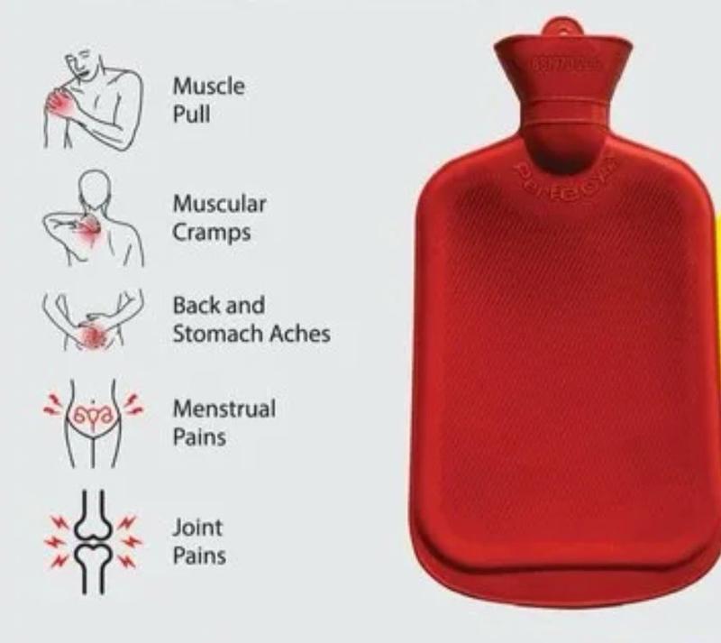 NEW 2 LITRE LARGE HOT WATER NATURAL RUBBER BOTTLE WARMER PAIN RELIEF HEAT Thick Cup 8