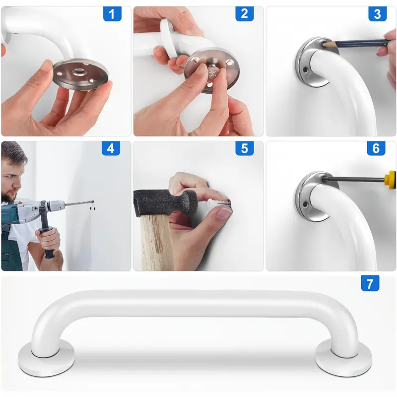 2-Pack Polished Stainless Steel Grab Bars for Shower and Bathroom, 12-Inch Safety Hand Rails, Anti-Slip Mobility Aids for Elderly, Children, and Disabled 3