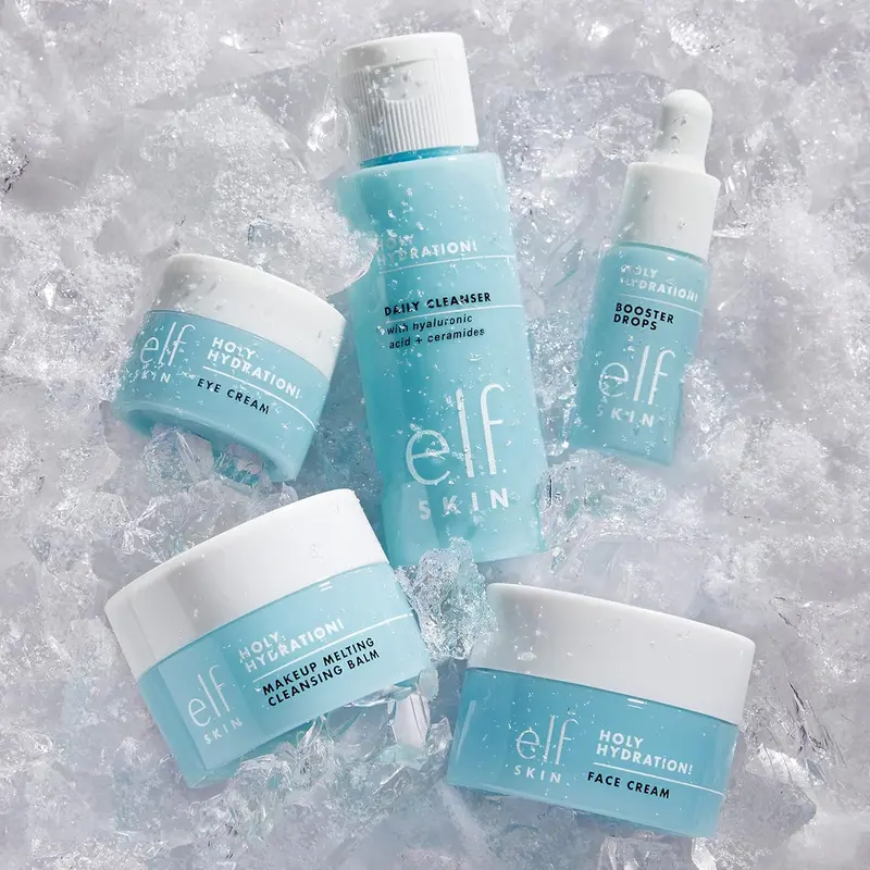 Valentines gift e.l.f. SKIN Hydrated Ever After Skincare Mini Kit, Cleanser, Makeup Remover, Moisturiser & Eye Cream For Hydrating Skin, Airplane-Friendly Sizes 1