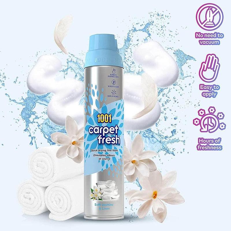 Product Introduction of 1001 Carpet Fresh Foam Spray Soft Jasmin & Linen Scented 300ml - For Household Use - Long Lasting Fragrance - Effectively Eliminates Odour 2