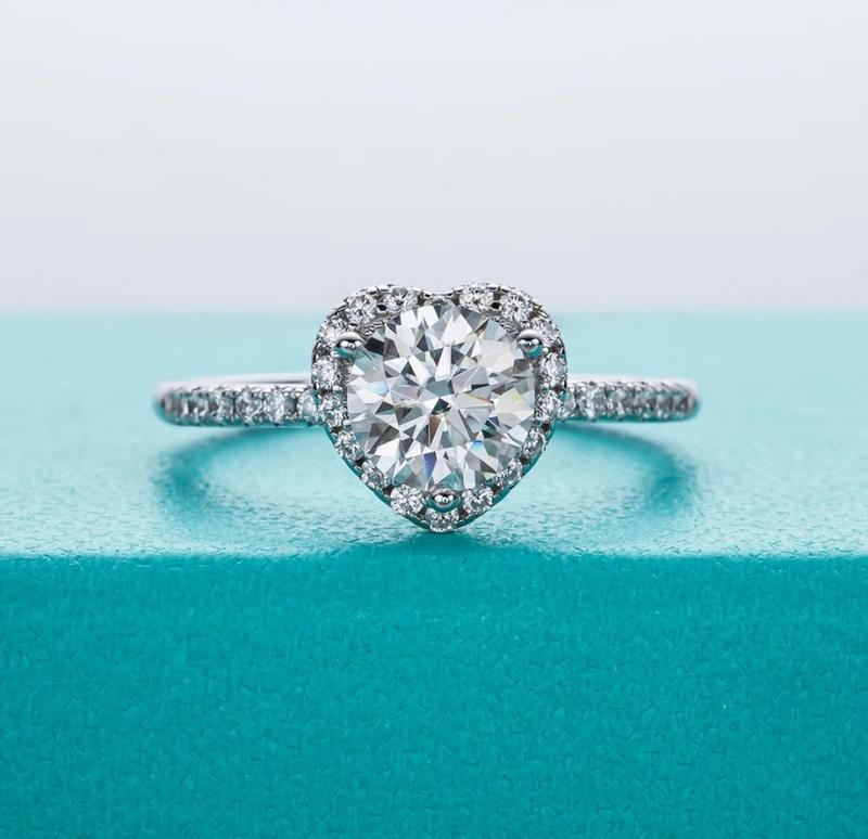 Product Introduction of 1.0ct D VVS1 Heart Shaped Moissanite Ring with GRA Certificate - 18k White Gold Vermeil Plate over 925 silver. 14