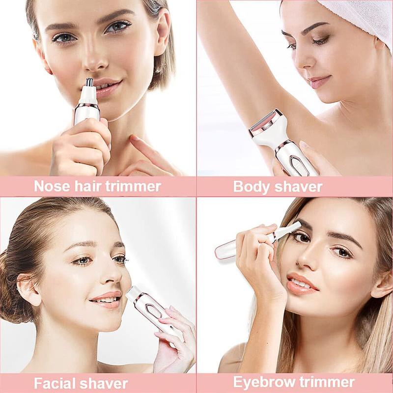 4 in 1 Painless Electric Lady Shaver Rechargeable Facial Hair Remover for Women 4