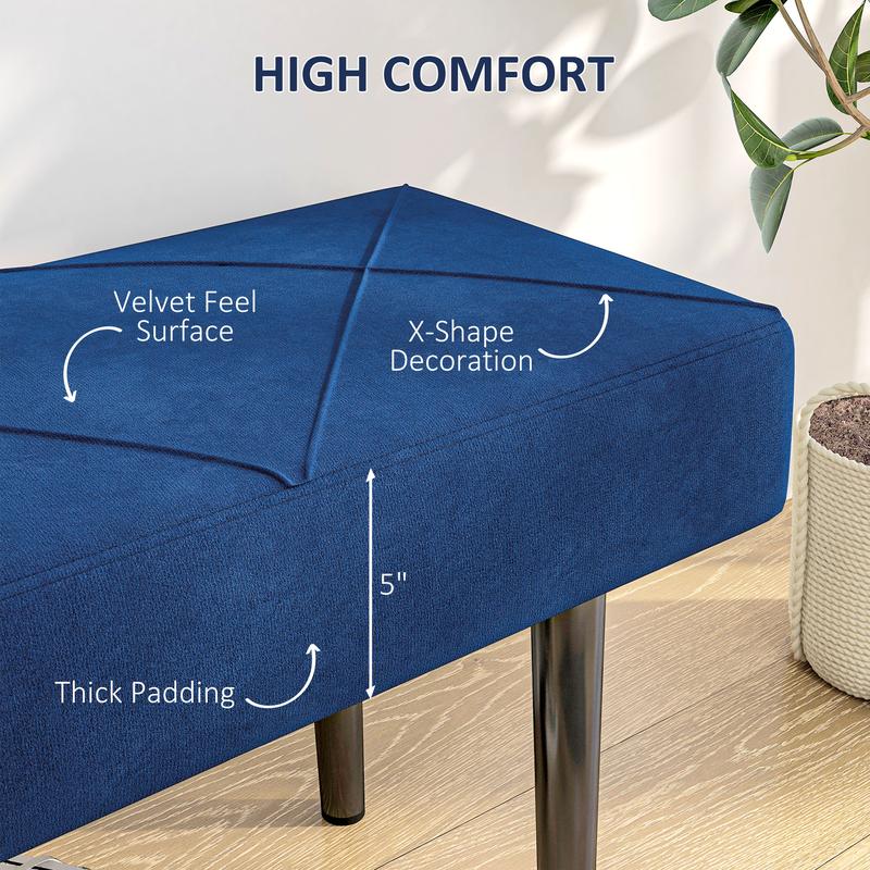 HOMCOM Half-Circle End Bench Ottoman Footstool Tufting Padded Seat Brushed Wood Base Antique Accents Home Seat Furniture Cream White 3