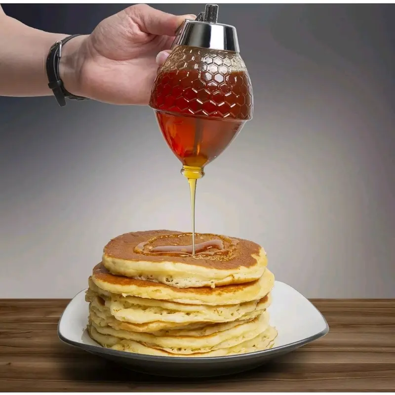 Honey Dispenser and Syrup Pitcher Set with Pouring Spout for Easy Dispensing - Utensils, Seasoning Kitchen 1