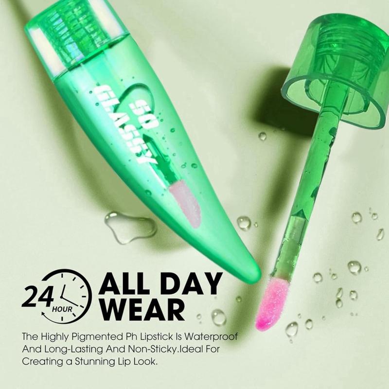 2pcs Aloe Vera Lip Gloss,Aloe Vera Lip Oil,Lip Oil Tinted,Long Lasting Moisturising Jelly Aloe Vera Lipstick,Color Changing Lip Gloss,Aloe Vera Lip Balm,Temperature Color Change Lipstick,Lipgloss Set Makeup Tools Clear Moisturize Smooth Lip Plumper 6