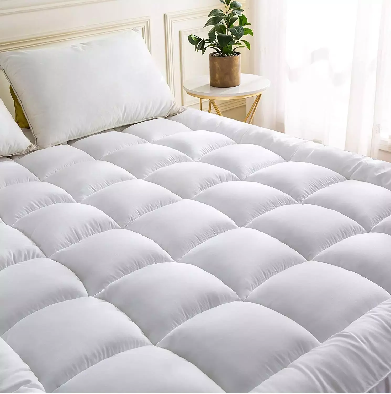 Microfiber Mattress Topper 4 Inch/10cm Thick 1000GSM Hotel Quality | Extra Deep Quilted Mattress | Super Soft & Breathable | Mattress Topper Single, Mattress Topper Double, Mattress Topper King, Mattress Topper Super King, Mattress Topper Small Double