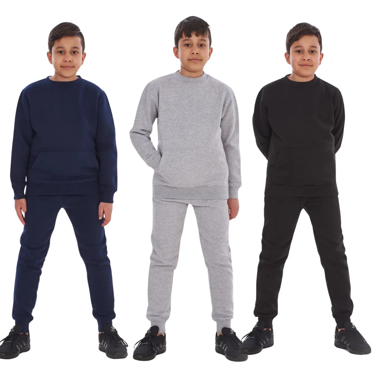 Kids Plain Cotton Blend Sweat Suit set Available for 6-13 Years child in 3 colors