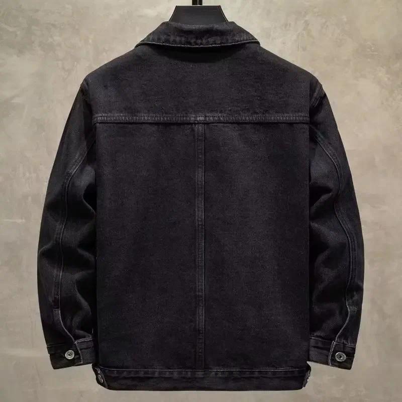 Product Introduction of Men's Loose-fit Trendy Denim Jacket Autumn 2024 New Style Workwear Jacket Regular Length 16